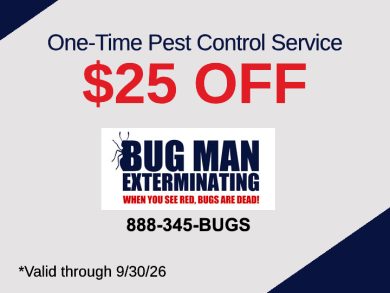 One Time Pest Control $25